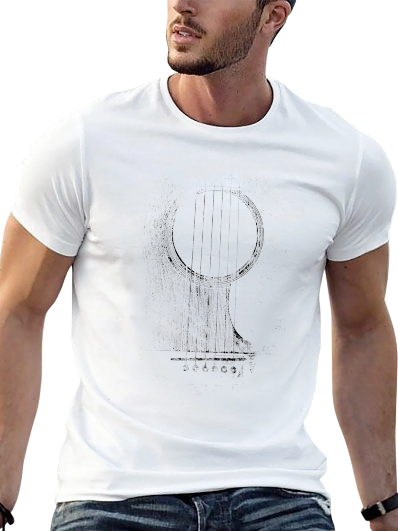 Black Graphic Tee - Abstract Musical Instrument Design