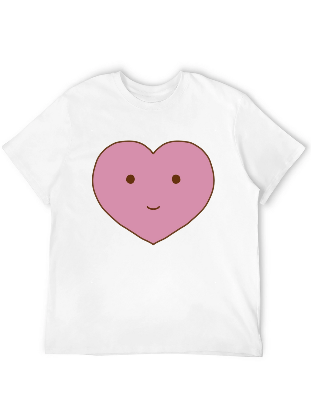 Cute Heart Face Graphic Tee - Black Cotton T-Shirt