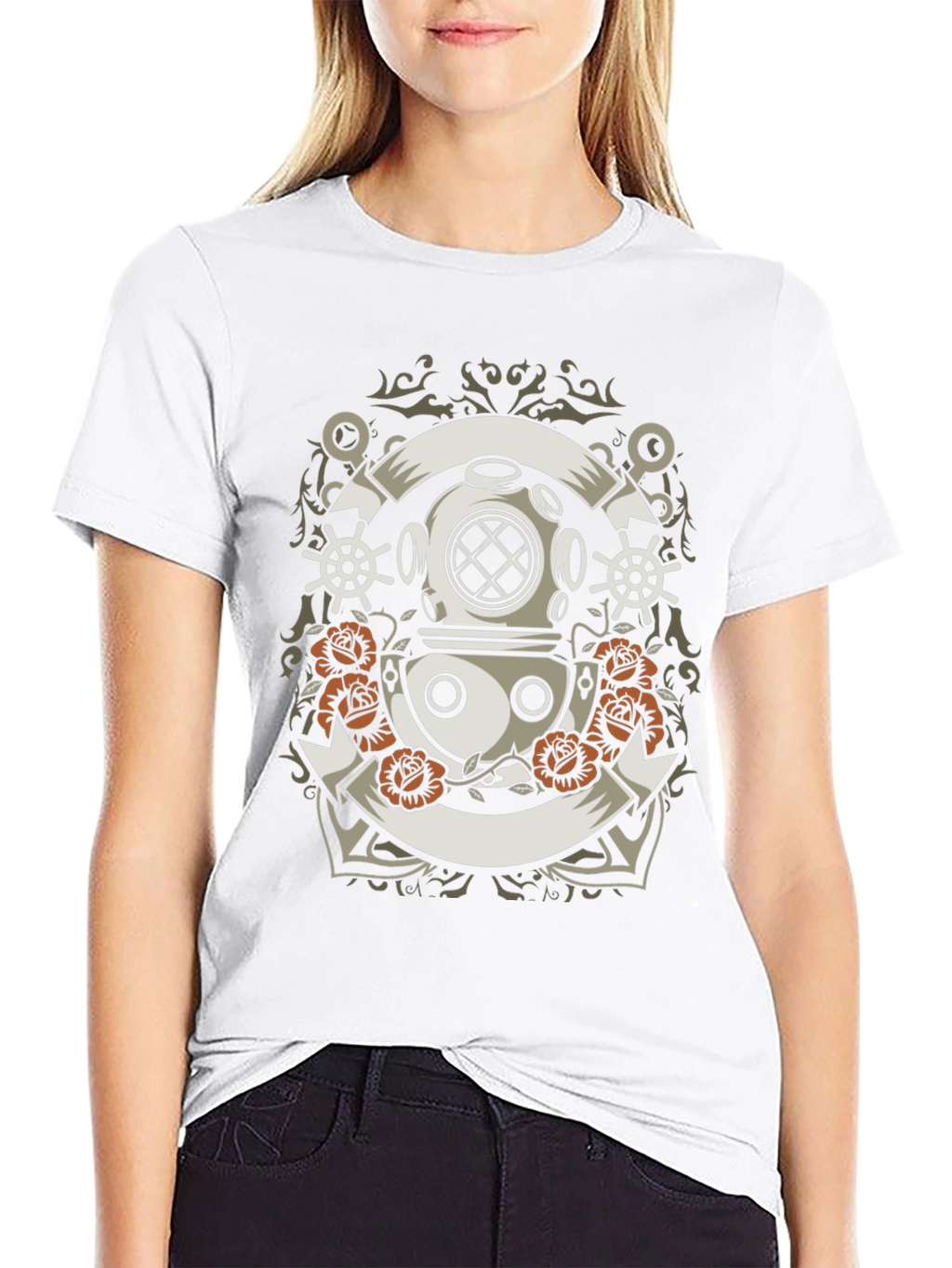 Nautical Diver Helmet Graphic T-Shirt
