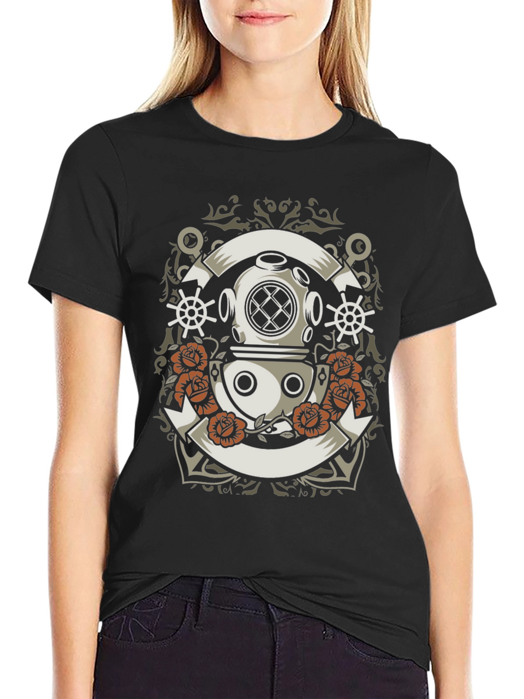 Nautical Diver Helmet Graphic T-Shirt