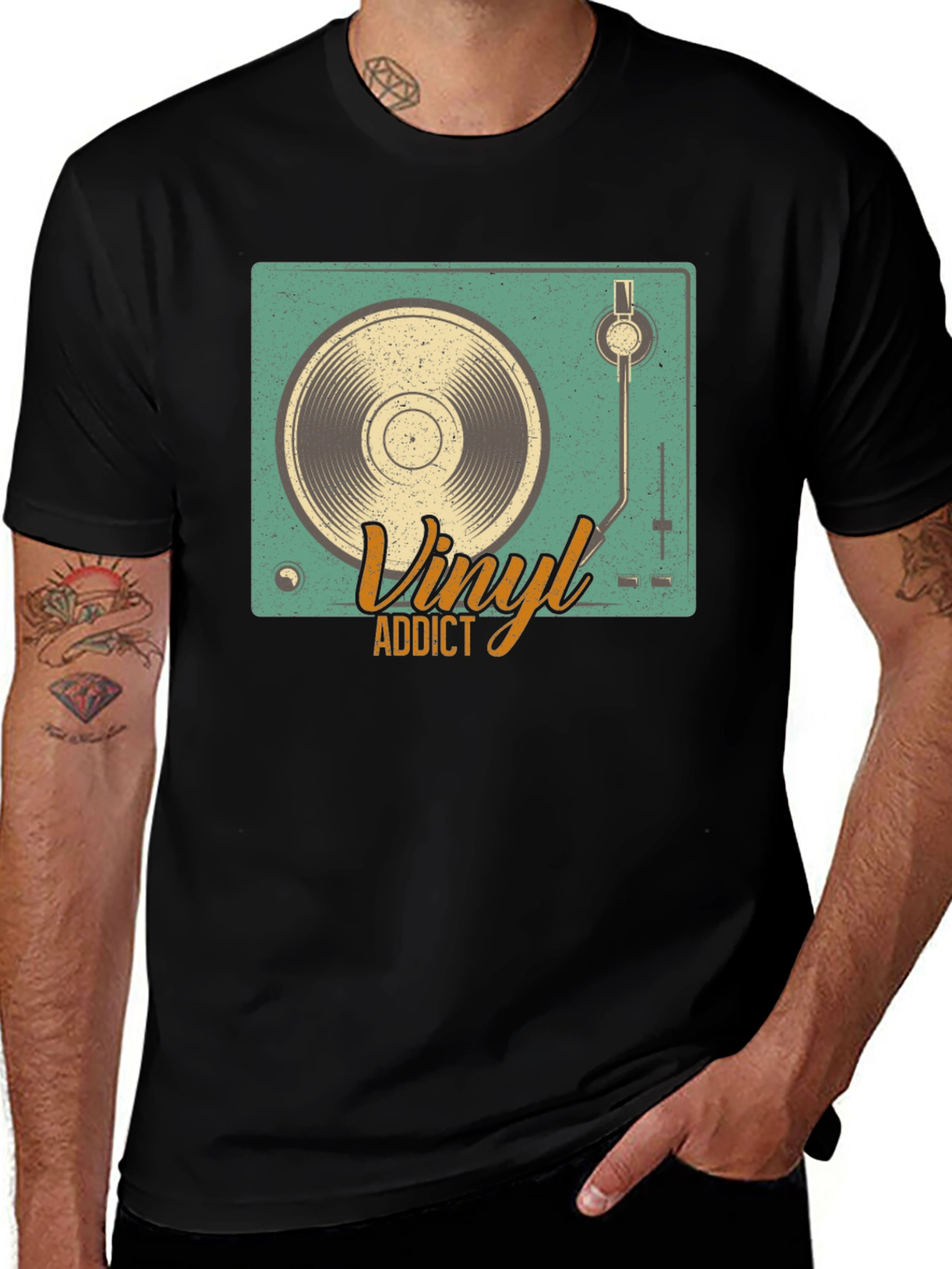 Vinyl Addict Graphic Tee - Retro Music Lover Shirt