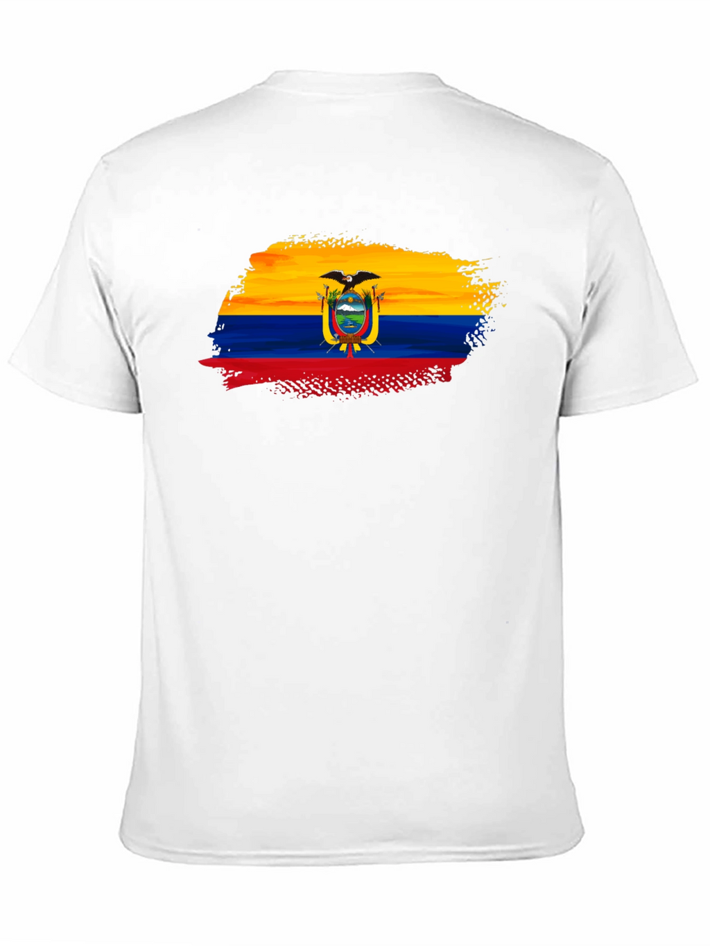Ecuador Flag Brushstroke Mens Black T-Shirt