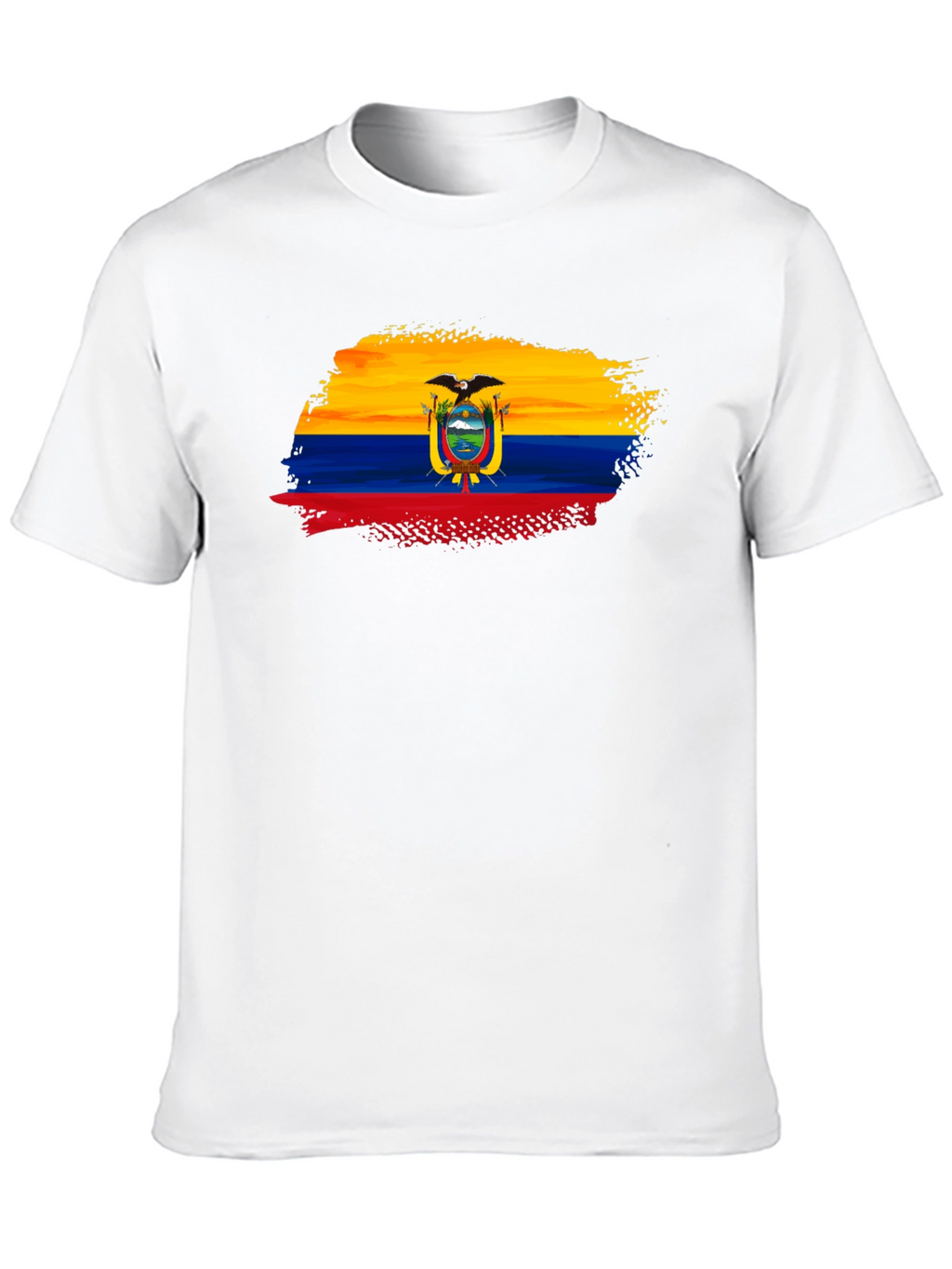 Ecuador Flag Brushstroke Mens Black T-Shirt