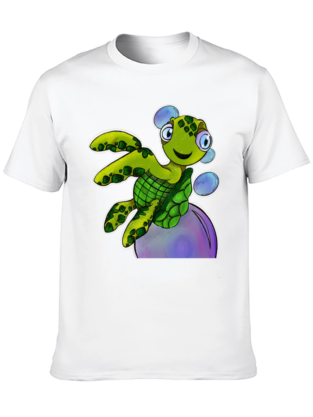 Cartoon Turtle T-Shirt - Black Cotton Tee