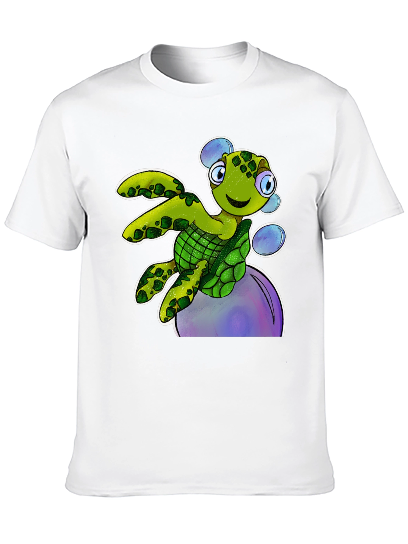 Cartoon Turtle T-Shirt - Black Cotton Tee