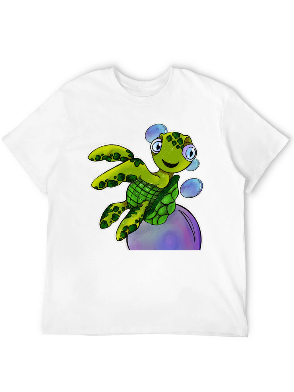 Cartoon Turtle T-Shirt - Black Cotton Tee