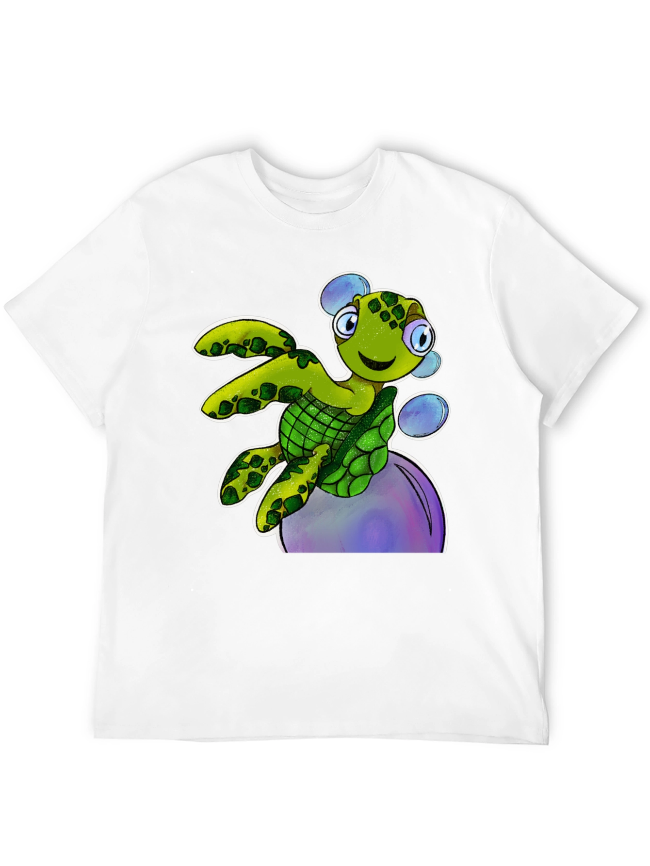 Cartoon Turtle T-Shirt - Black Cotton Tee