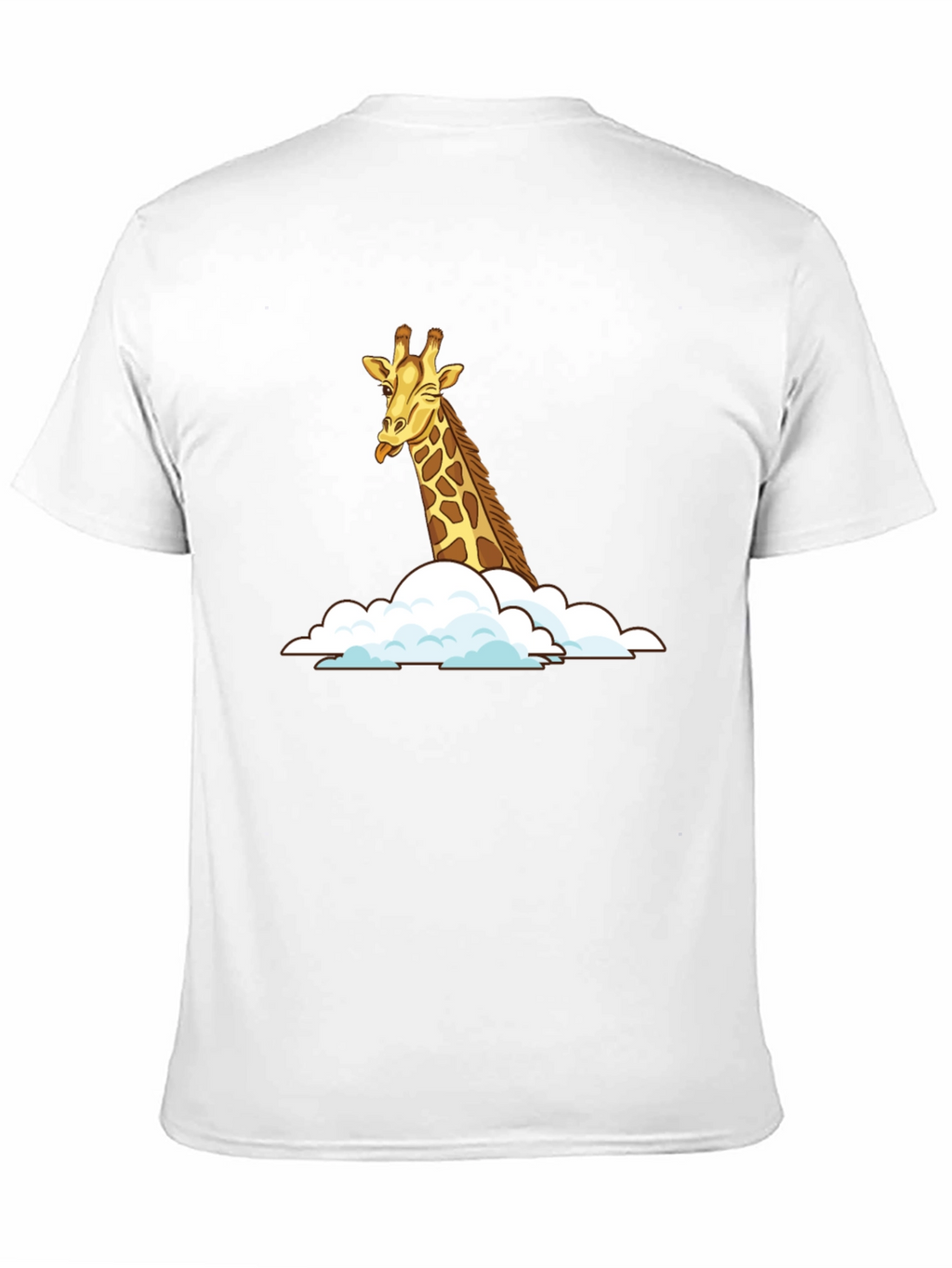 Giraffe in Clouds Black T-Shirt
