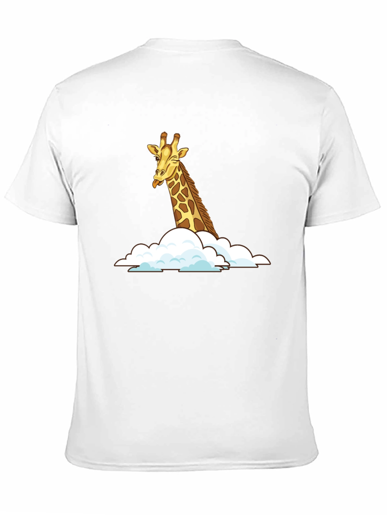 Giraffe in Clouds Black T-Shirt