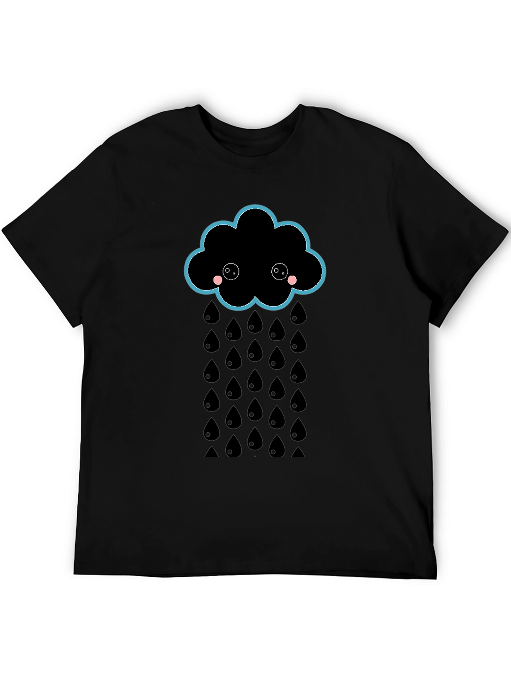 Cute Rainy Cloud Black T-Shirt