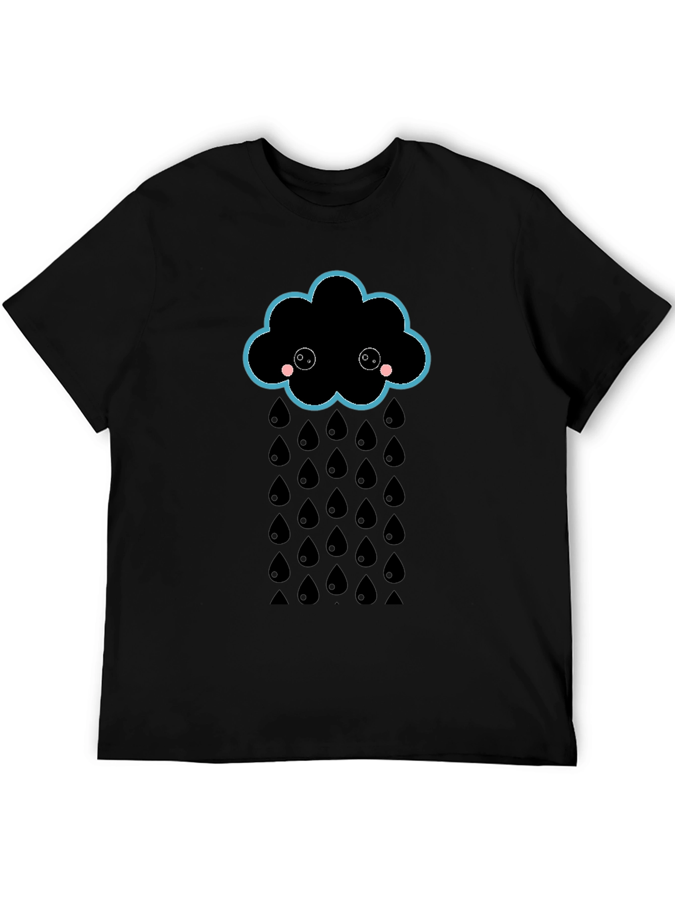 Cute Rainy Cloud Black T-Shirt