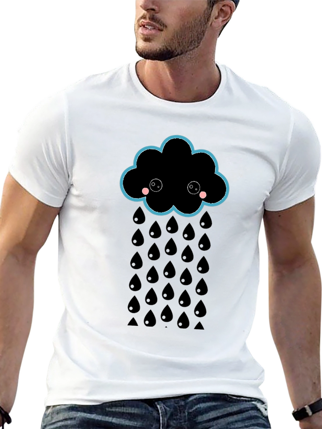 Cute Rainy Cloud Black T-Shirt