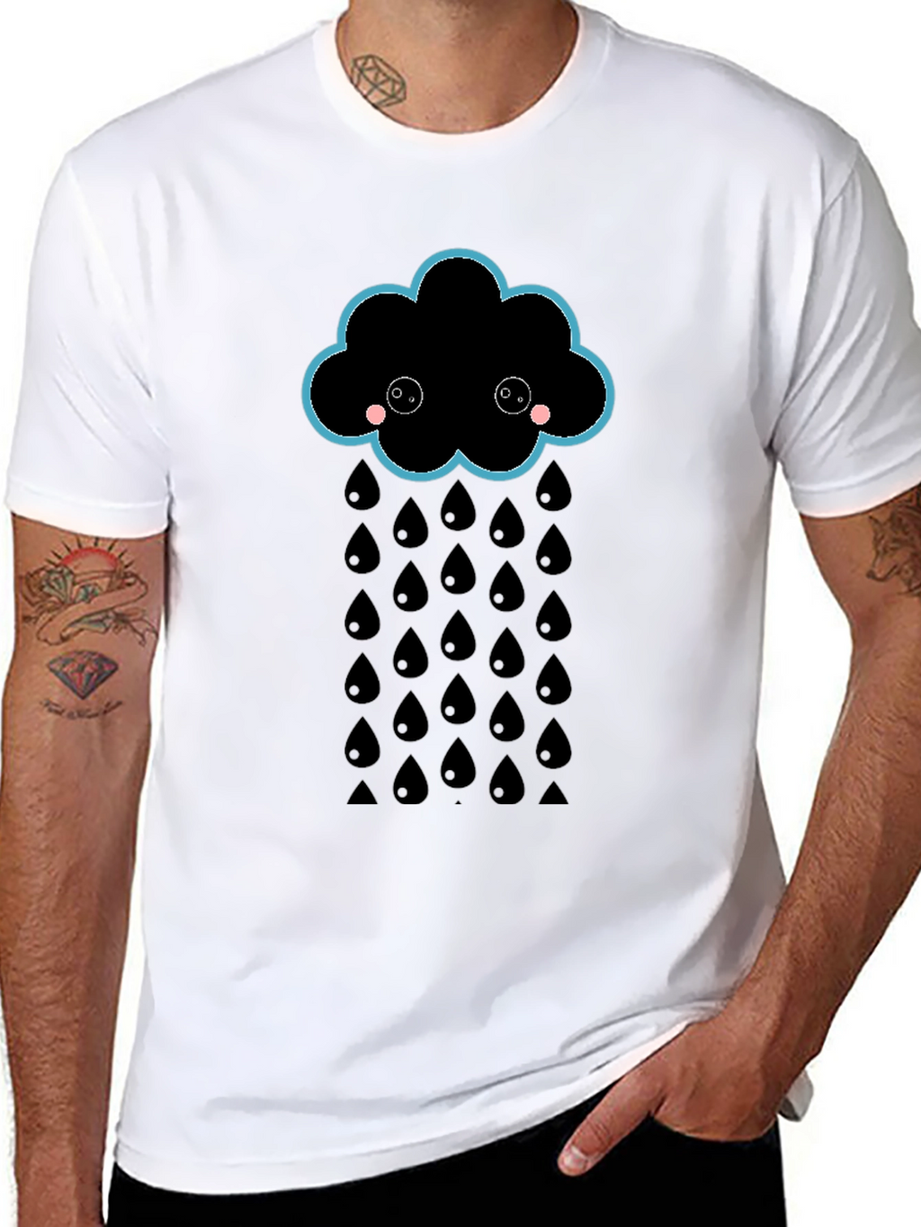 Cute Rainy Cloud Black T-Shirt