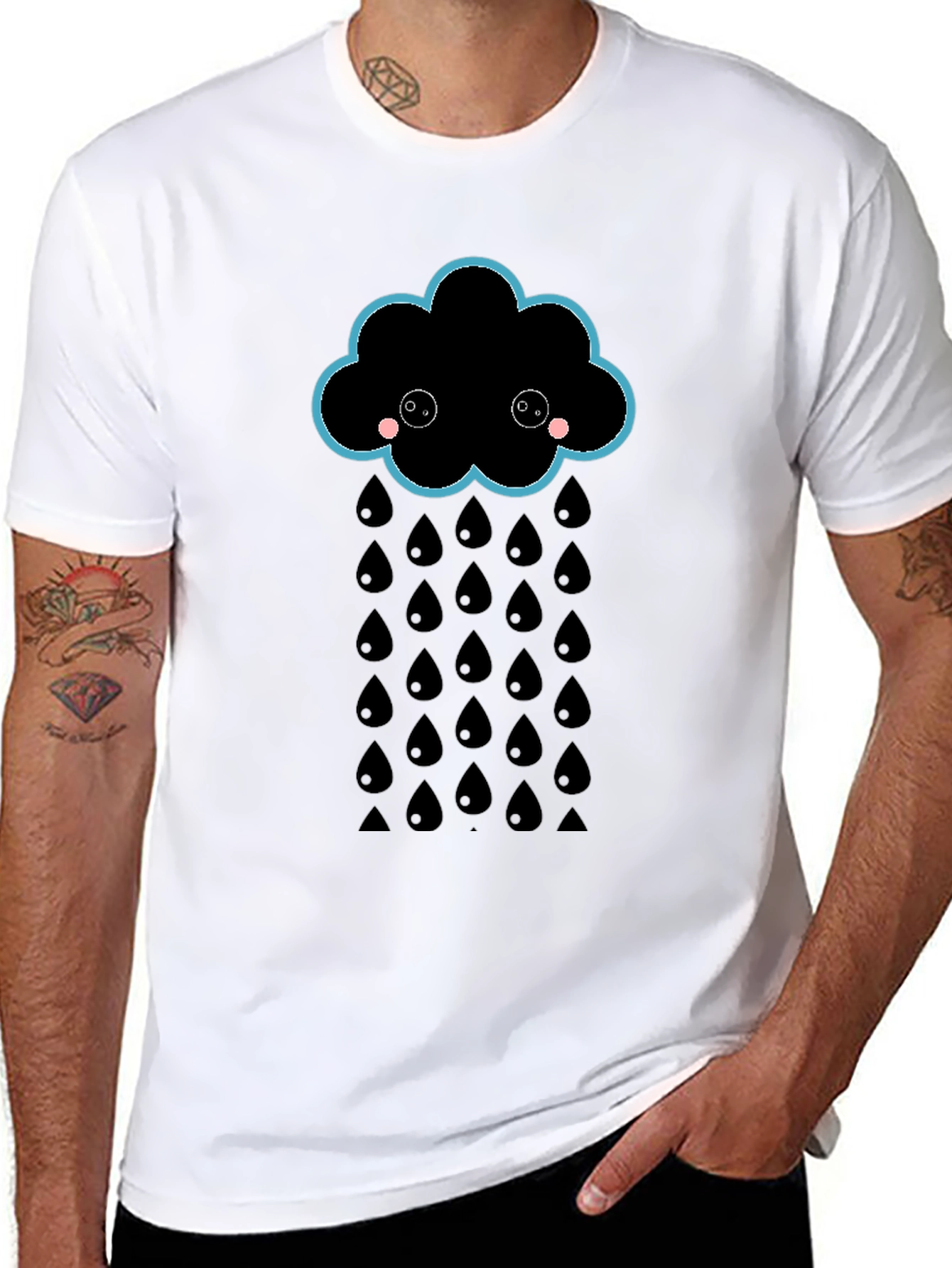 Cute Rainy Cloud Black T-Shirt