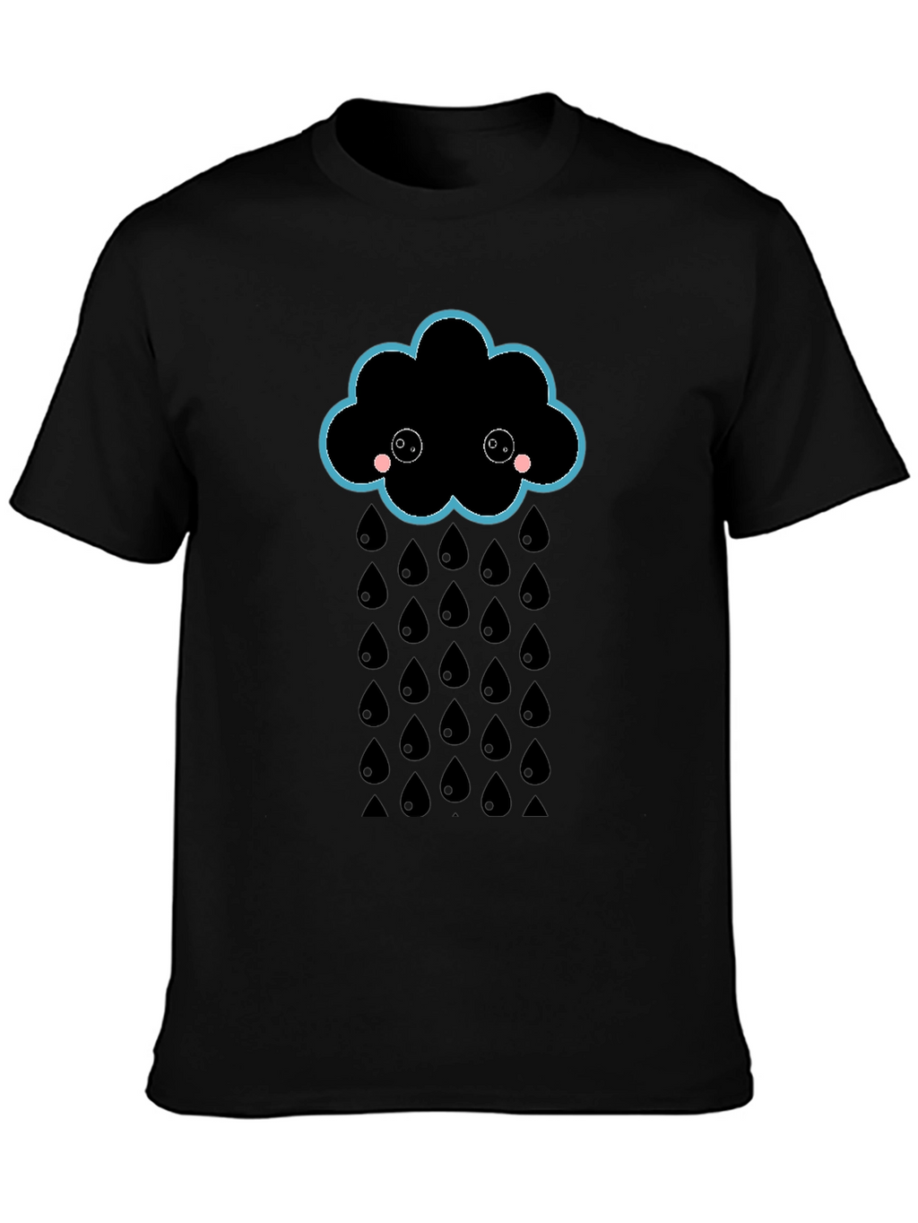 Cute Rainy Cloud Black T-Shirt