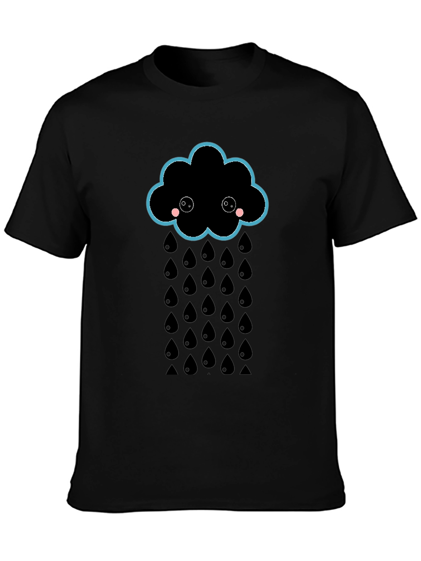 Cute Rainy Cloud Black T-Shirt