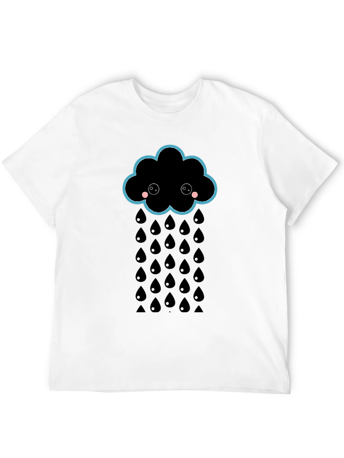 Cute Rainy Cloud Black T-Shirt
