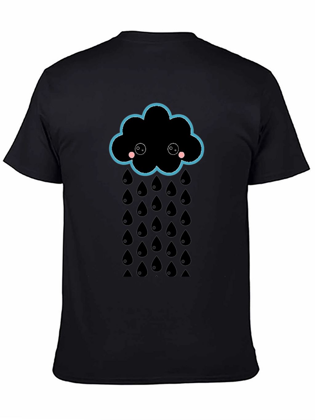 Cute Rainy Cloud Black T-Shirt