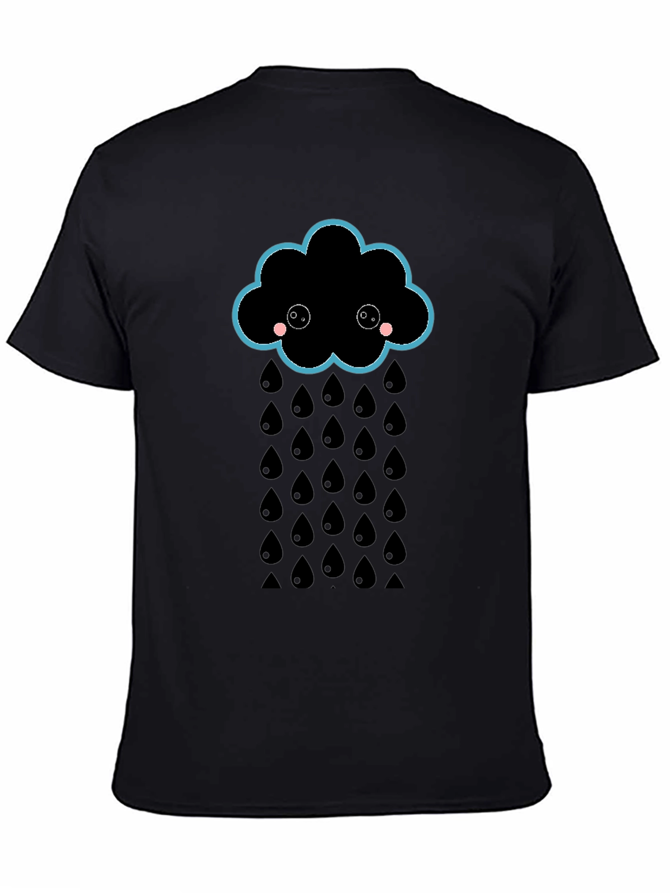 Cute Rainy Cloud Black T-Shirt