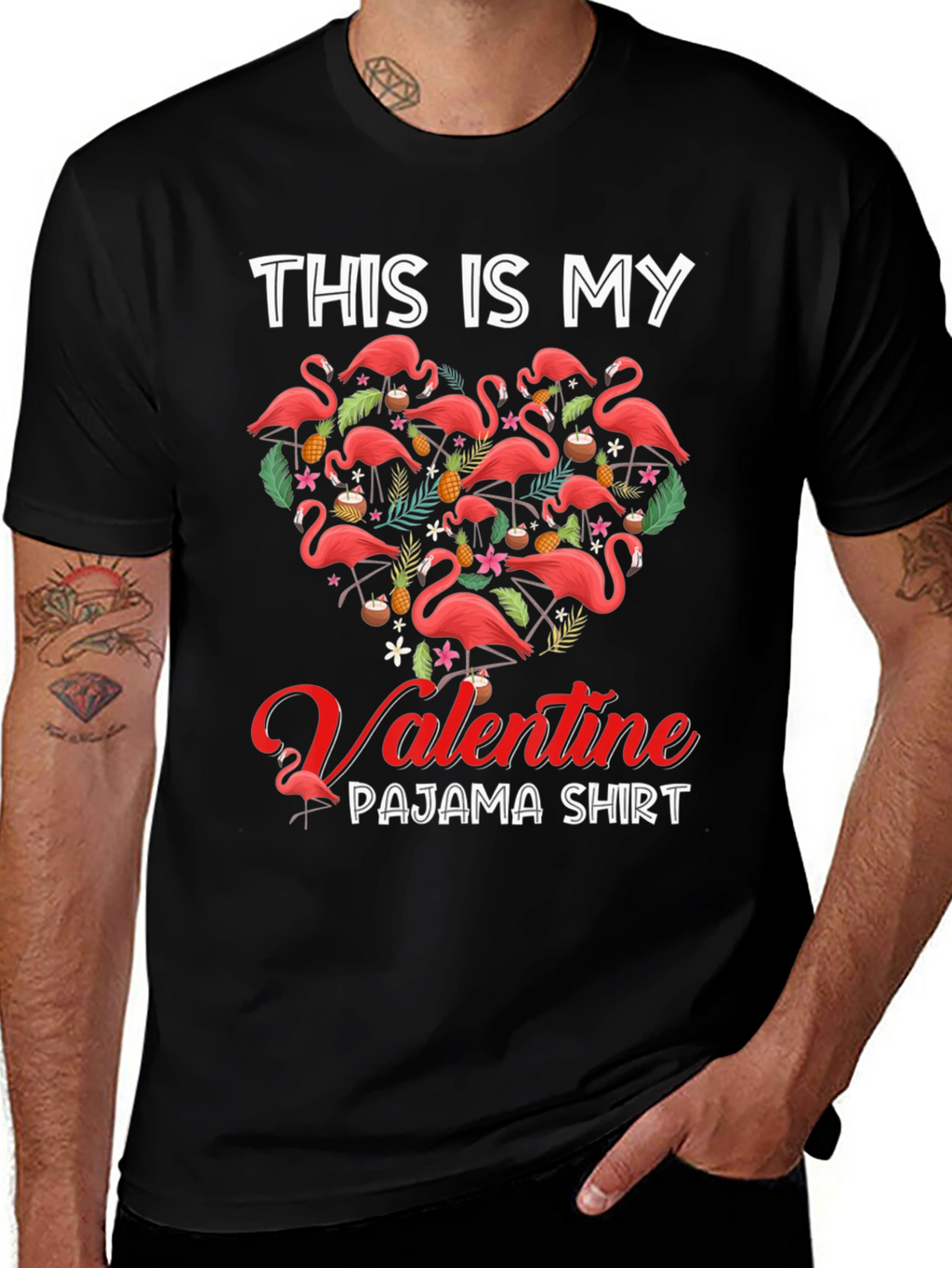 Valentine Flamingo Pajama T-Shirt