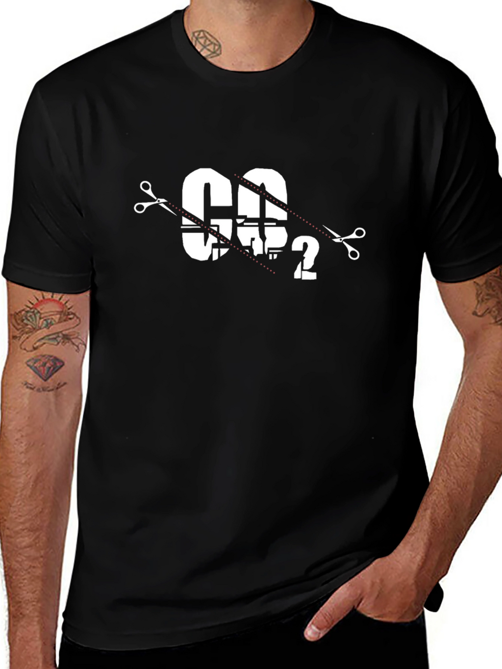 CO2 Cutout Graphic T-Shirt - Black Cotton Blend