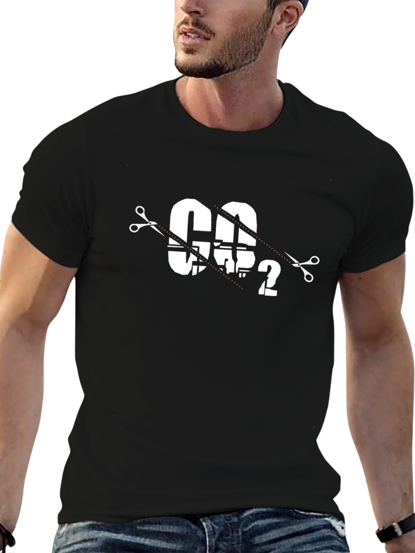 CO2 Cutout Graphic T-Shirt - Black Cotton Blend