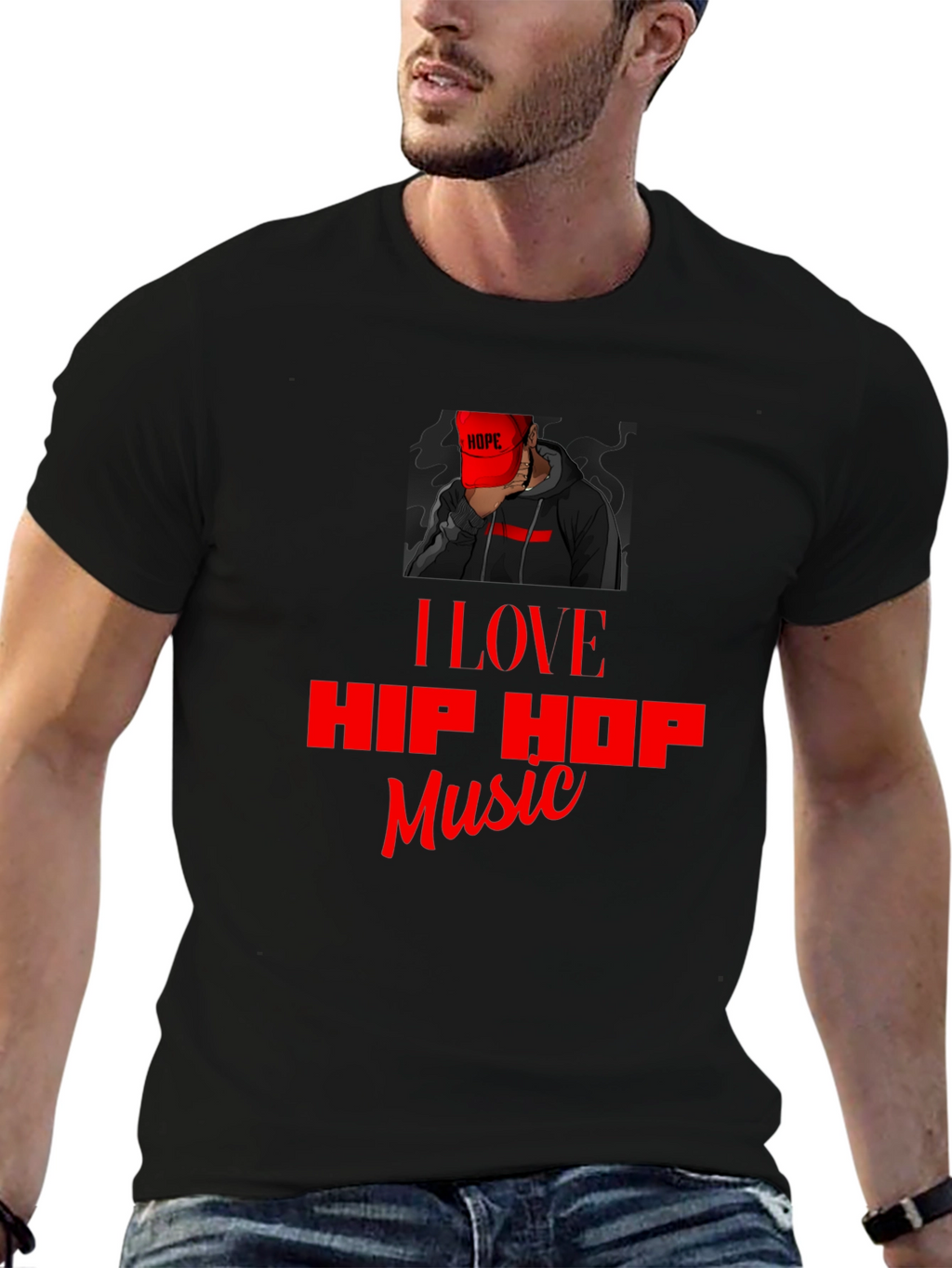 I Love Hip Hop Music Black T-Shirt