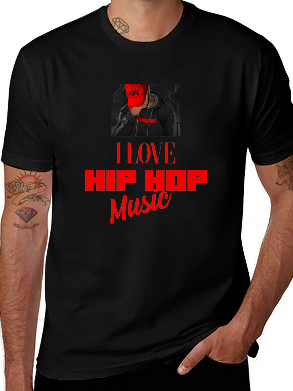 I Love Hip Hop Music Black T-Shirt