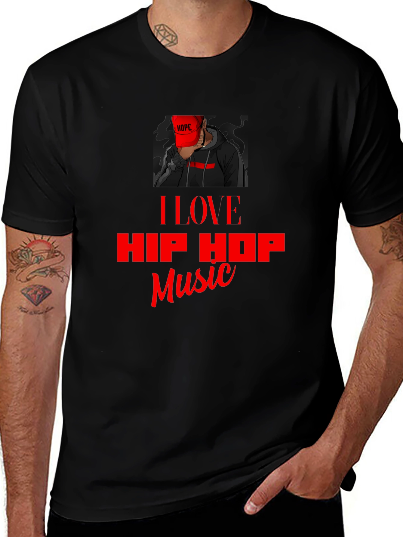 I Love Hip Hop Music Black T-Shirt