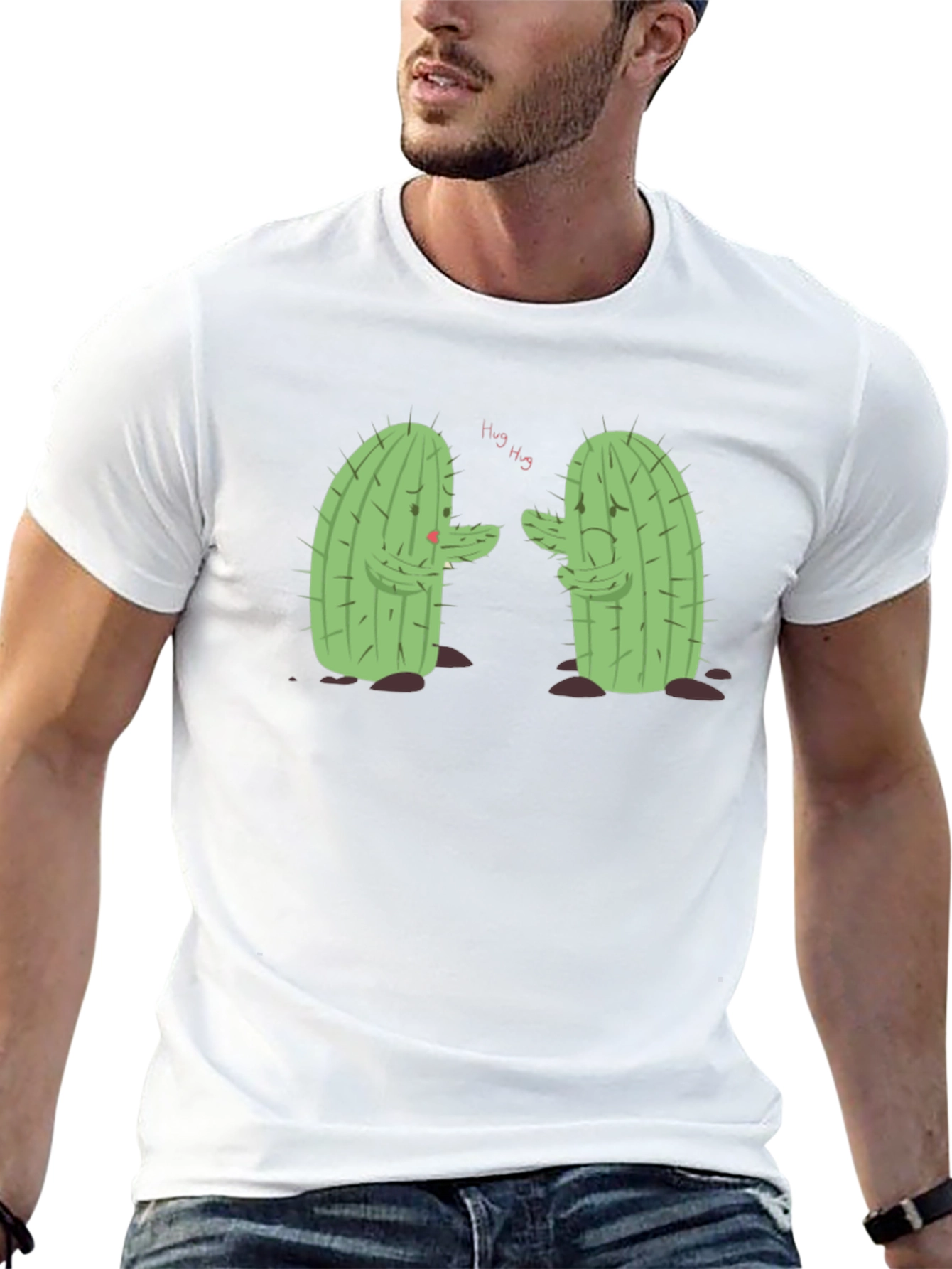 Sad Cactus Hug T-Shirt - Funny Graphic Tee