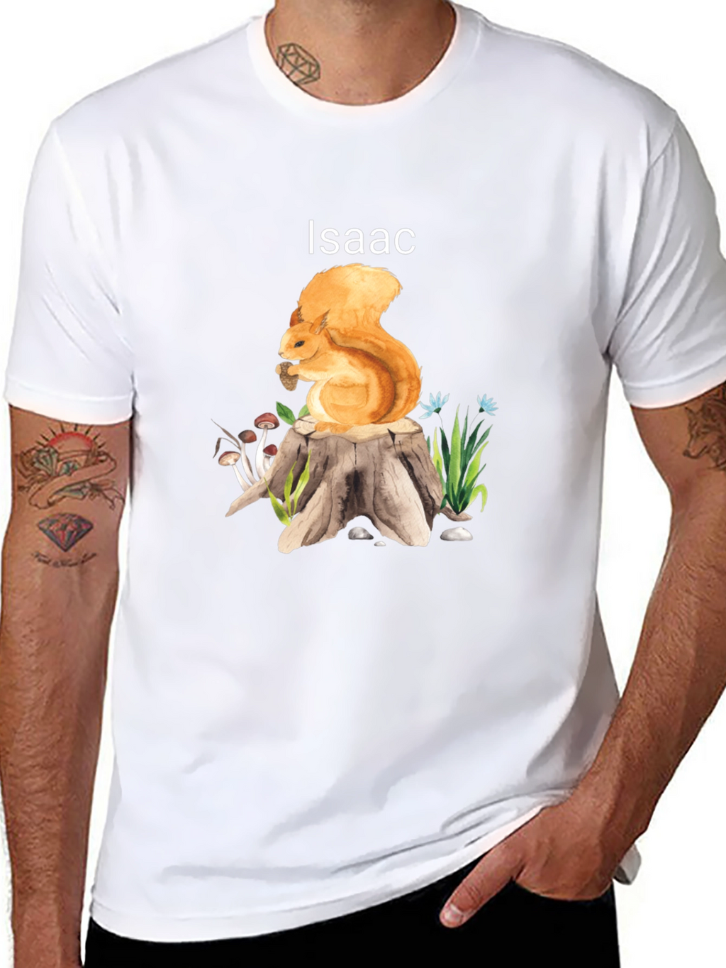 Squirrel on Stump T-Shirt - Personalized Name Tee