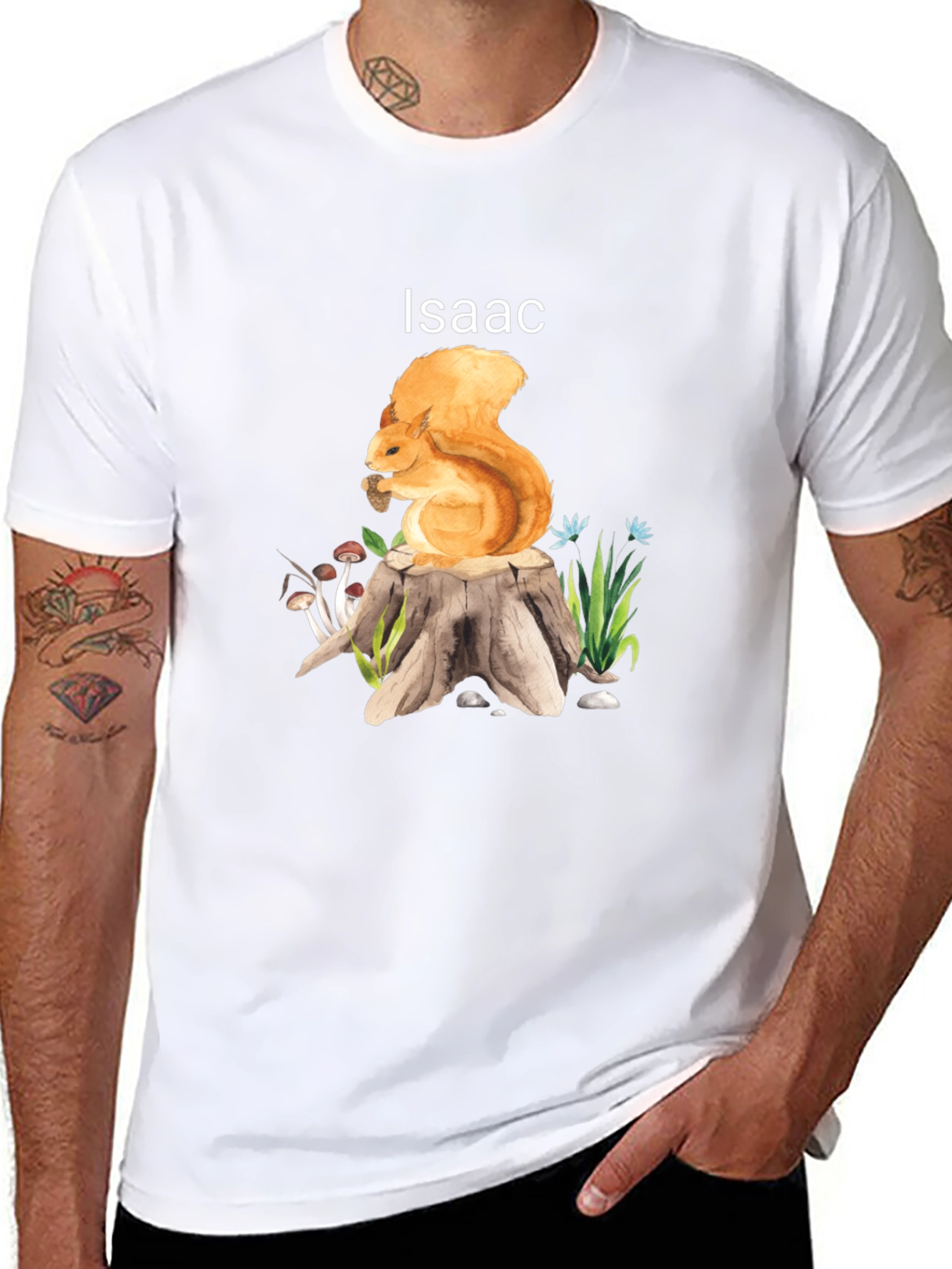 Squirrel on Stump T-Shirt - Personalized Name Tee