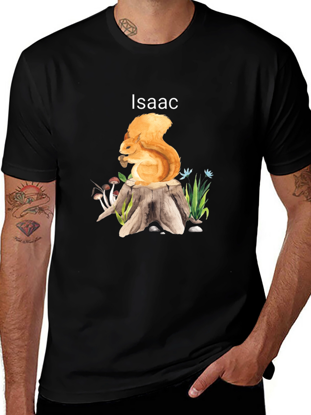 Squirrel on Stump T-Shirt - Personalized Name Tee