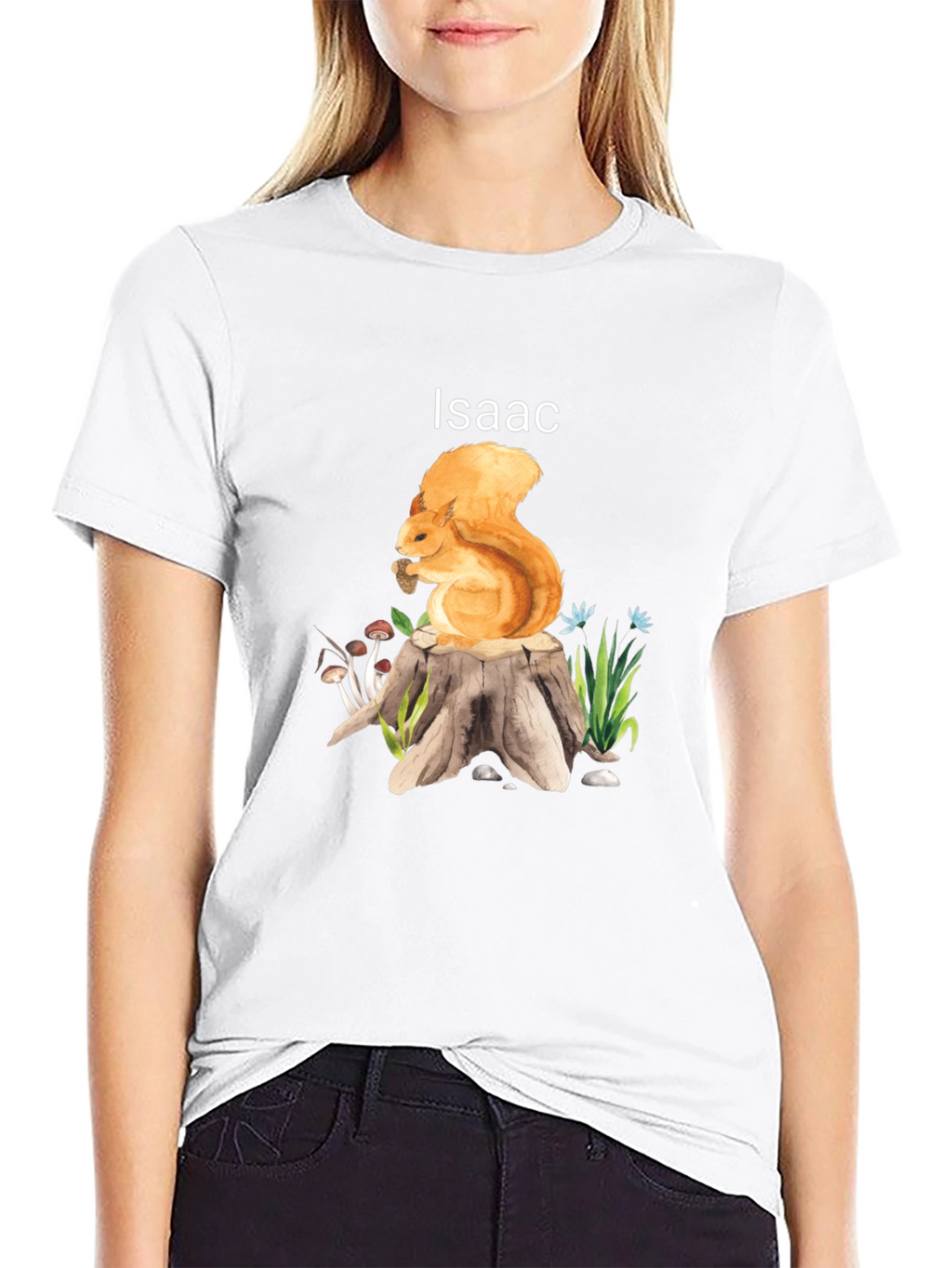 Squirrel on Stump T-Shirt - Personalized Name Tee