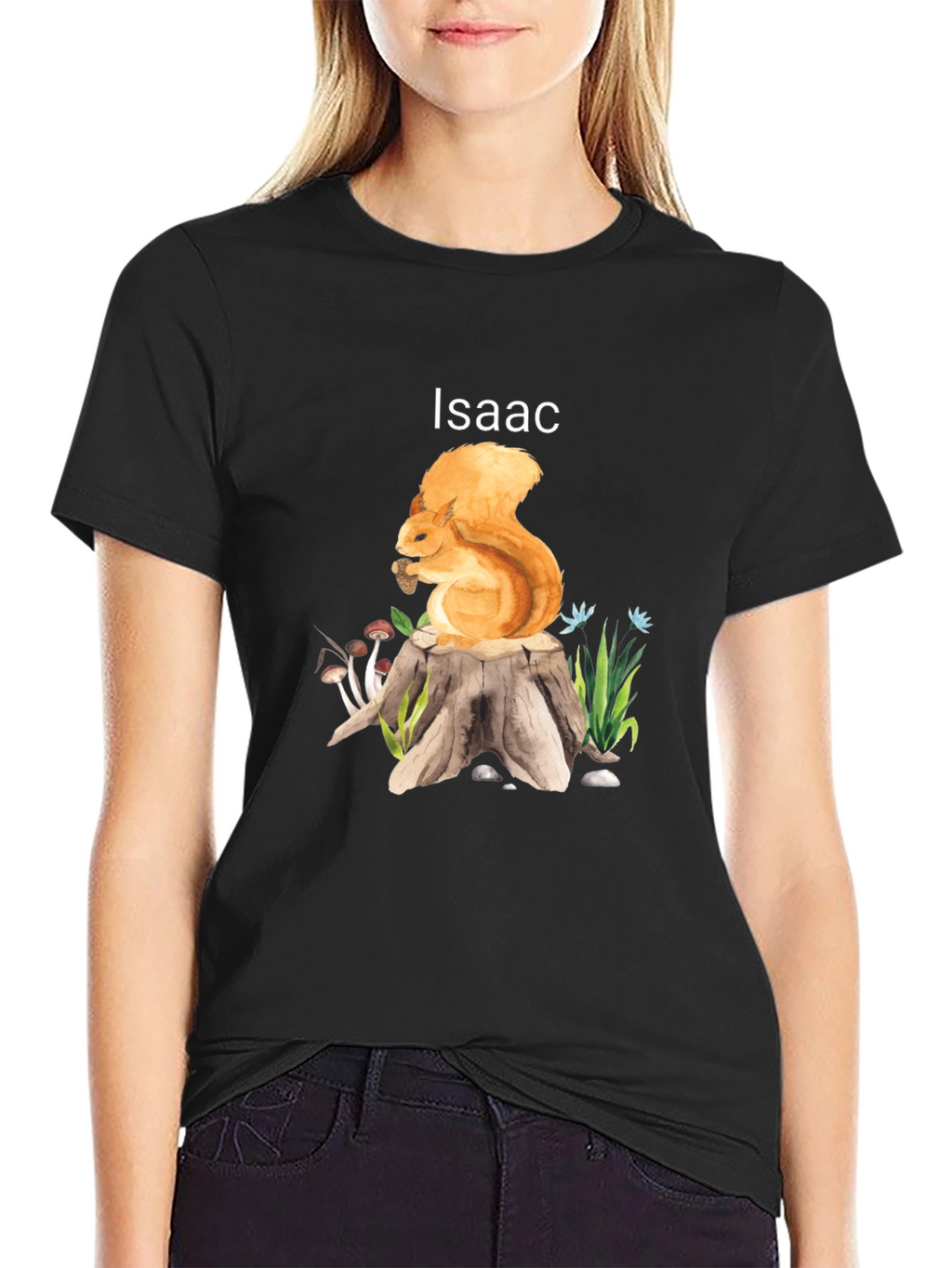 Squirrel on Stump T-Shirt - Personalized Name Tee