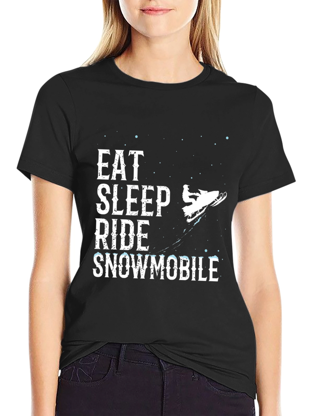 Eat Sleep Ride Snowmobile Black Graphic Tee