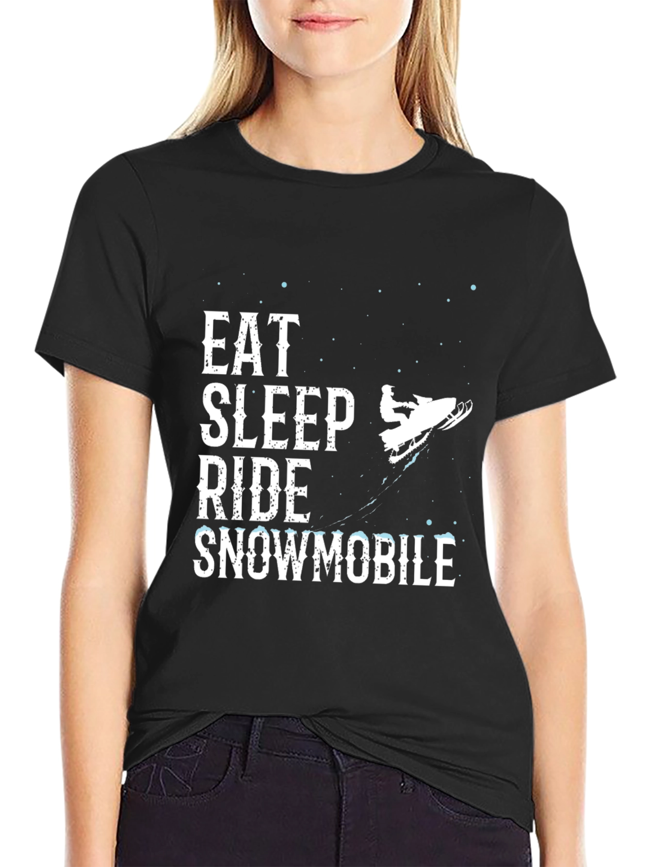 Eat Sleep Ride Snowmobile Black Graphic Tee