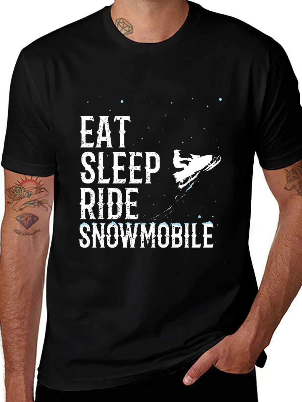Eat Sleep Ride Snowmobile Black Graphic Tee