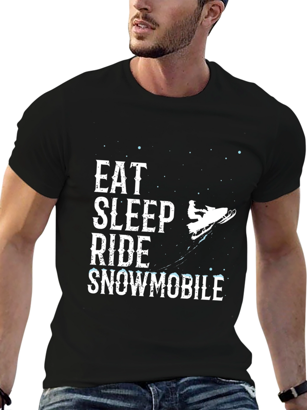 Eat Sleep Ride Snowmobile Black Graphic Tee