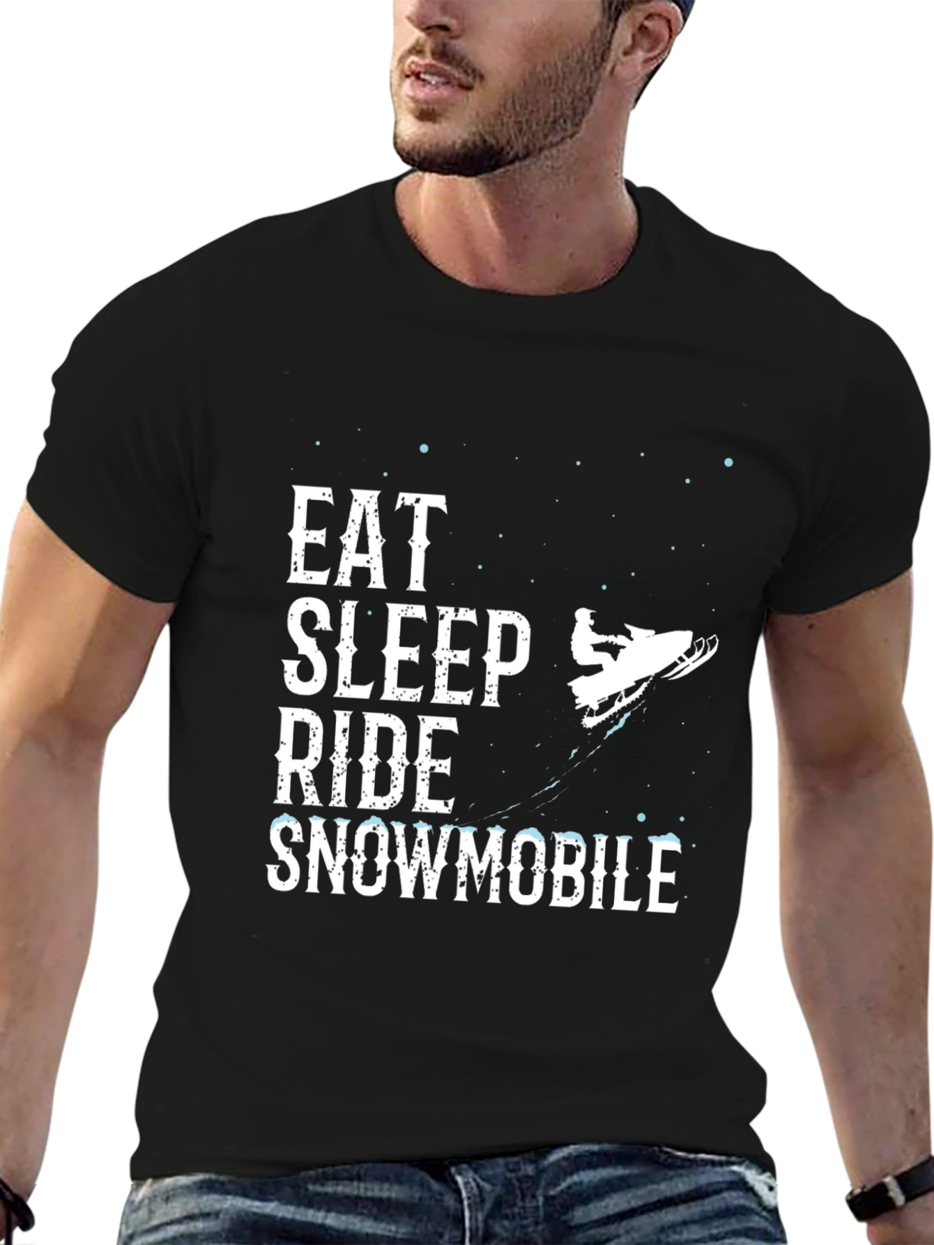 Eat Sleep Ride Snowmobile Black Graphic Tee