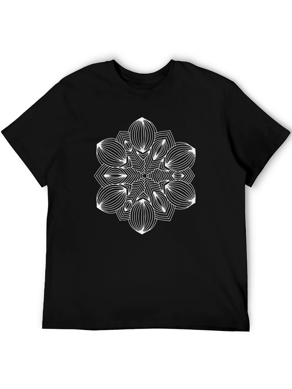 Geometric Mandala Graphic Tee - Black