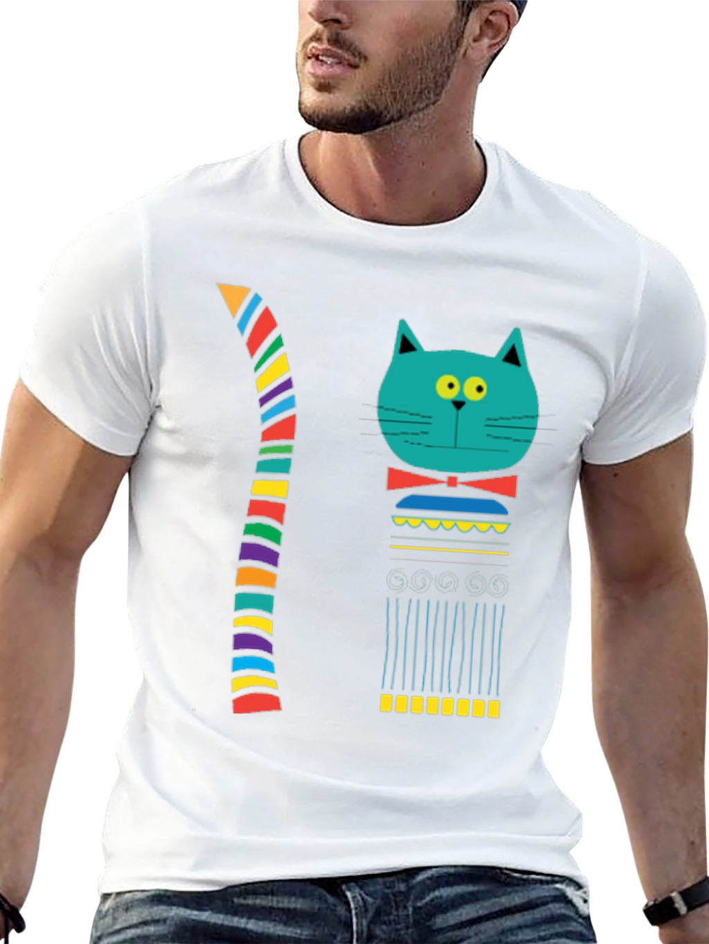 Funky Cat Graphic T-Shirt - Unique Design