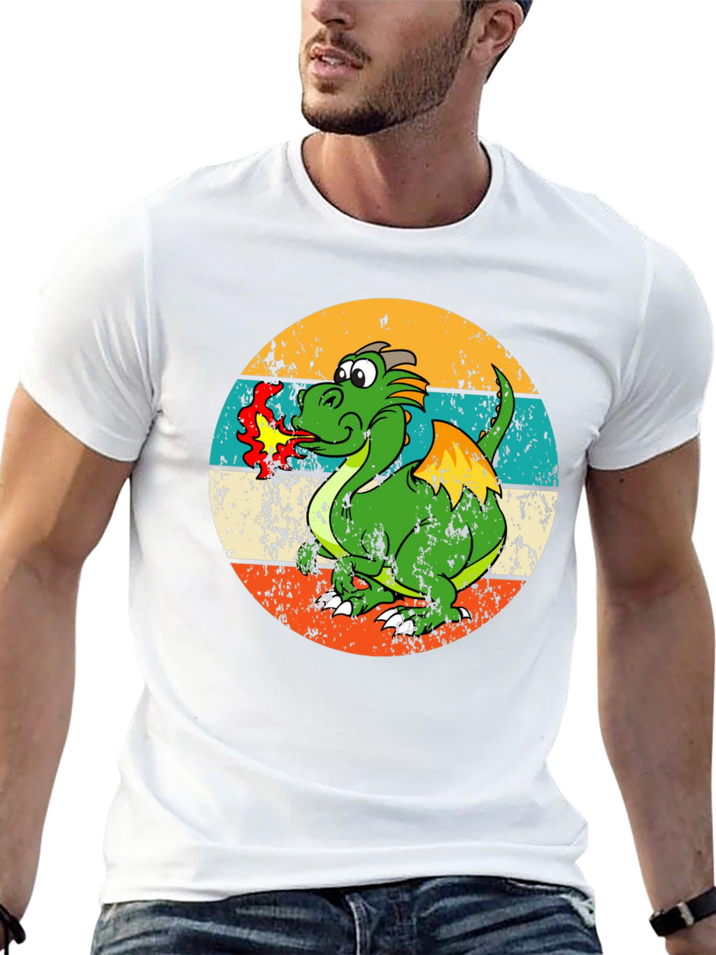 Retro Dragon Graphic Tee - Mens Black T-Shirt