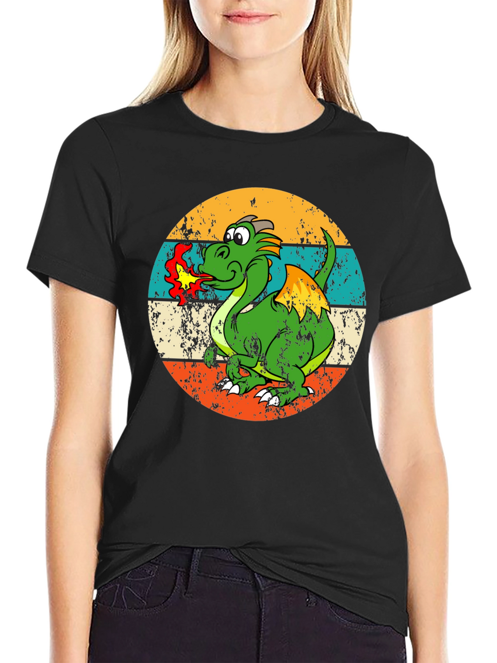 Retro Dragon Graphic Tee - Mens Black T-Shirt