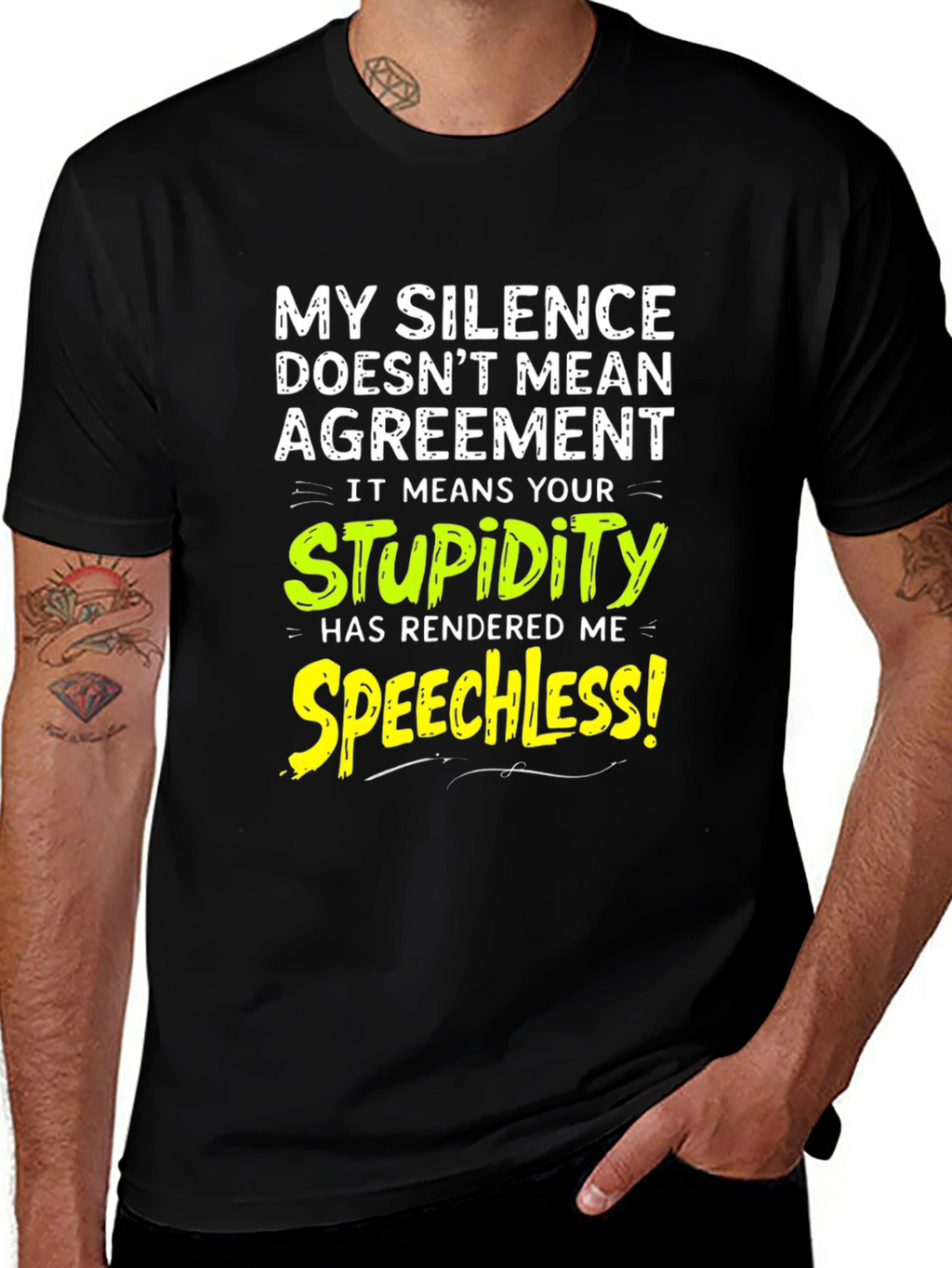 Funny Silence Means Stupidity Graphic T-Shirt