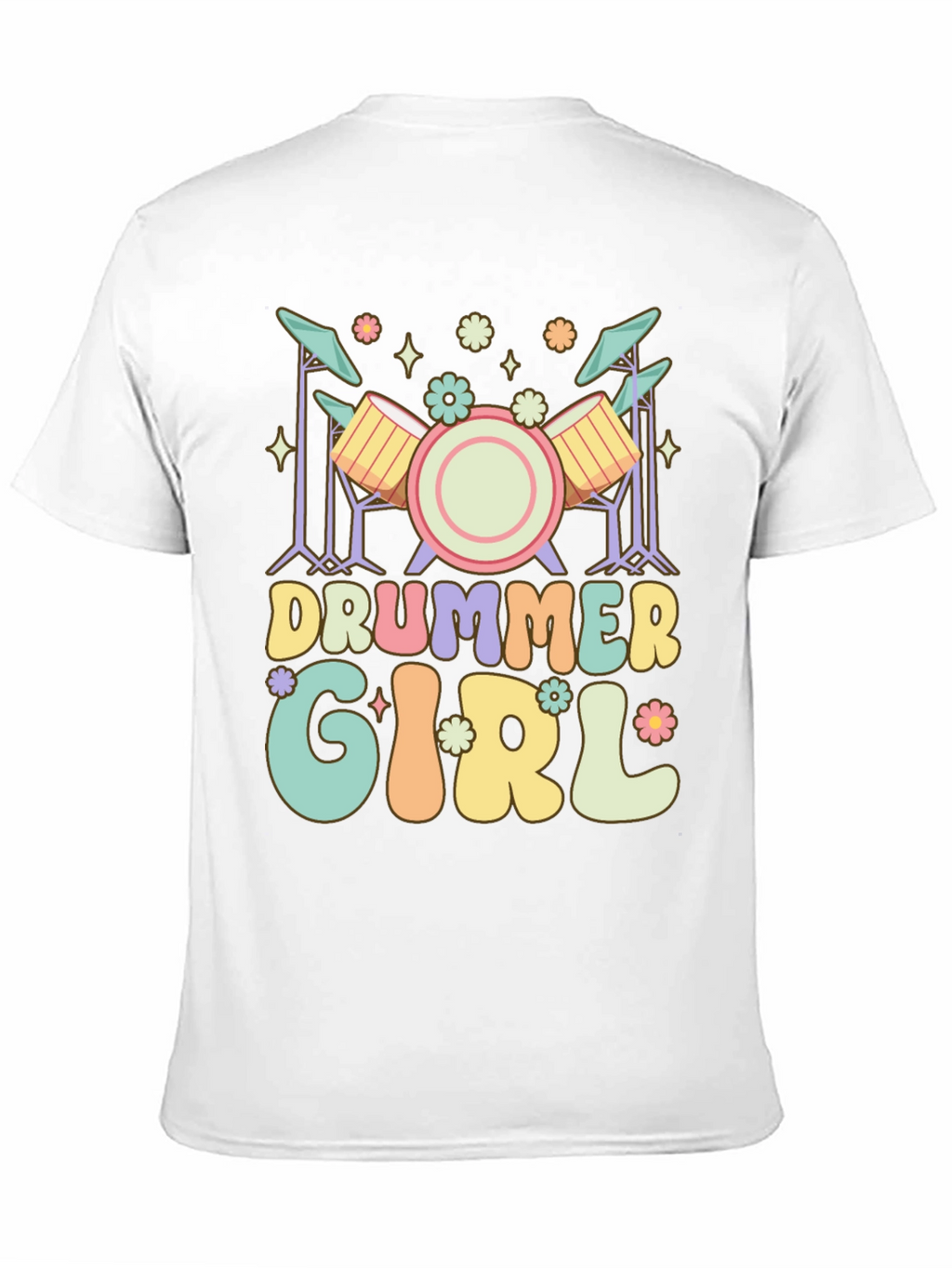 Drummer Girl Graphic Tee - Black Casual T-Shirt