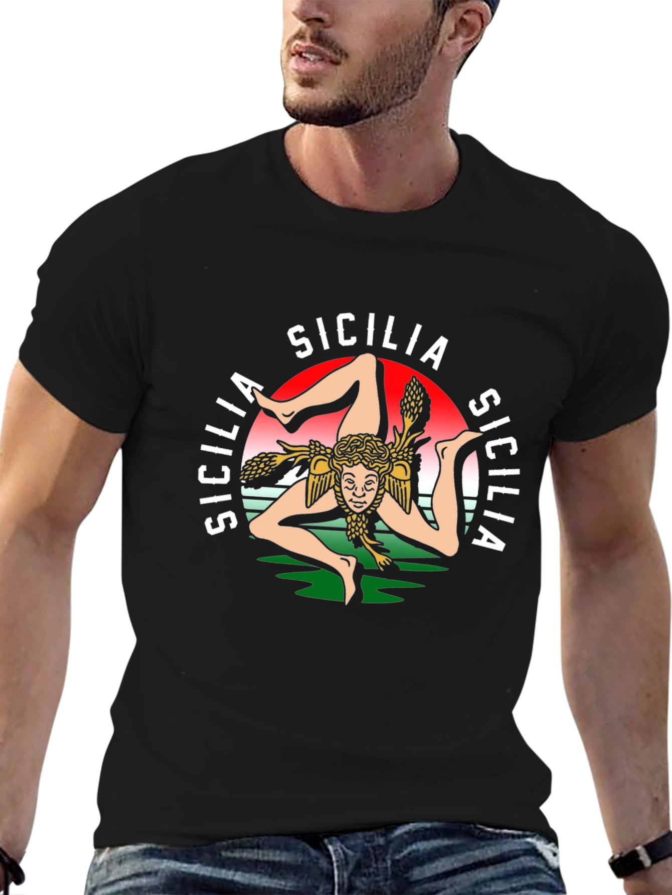 Sicilia Graphic Tee - Italian Pride Black T-Shirt