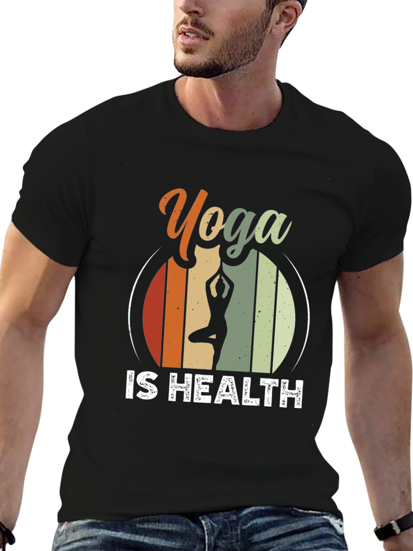 Yoga Is Health T-Shirt - Retro Style
