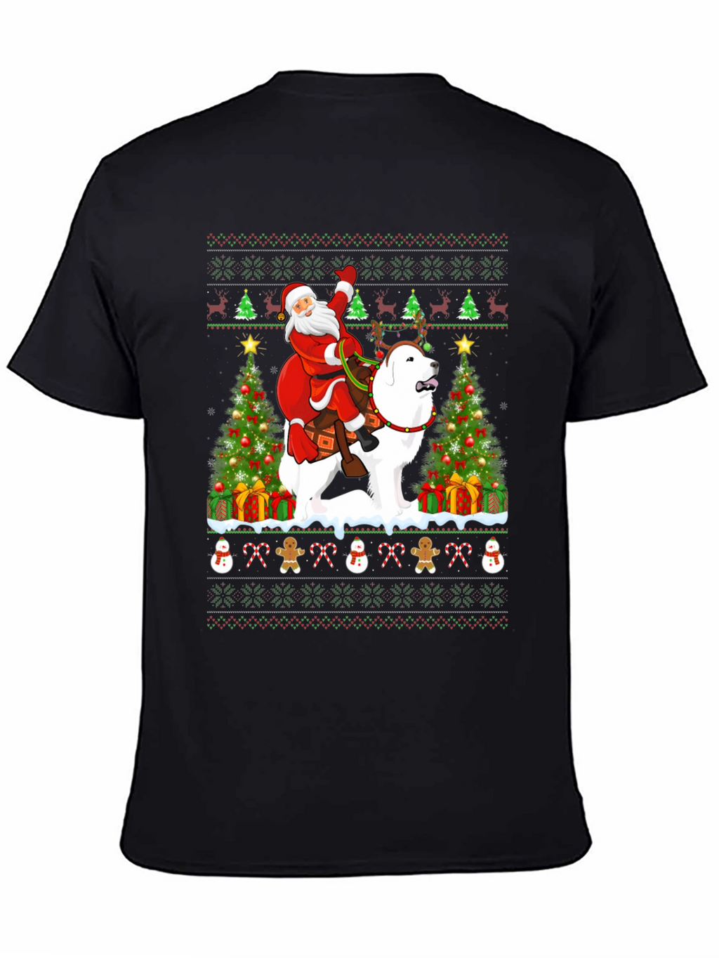 Santa Riding Dog Ugly Christmas T-Shirt