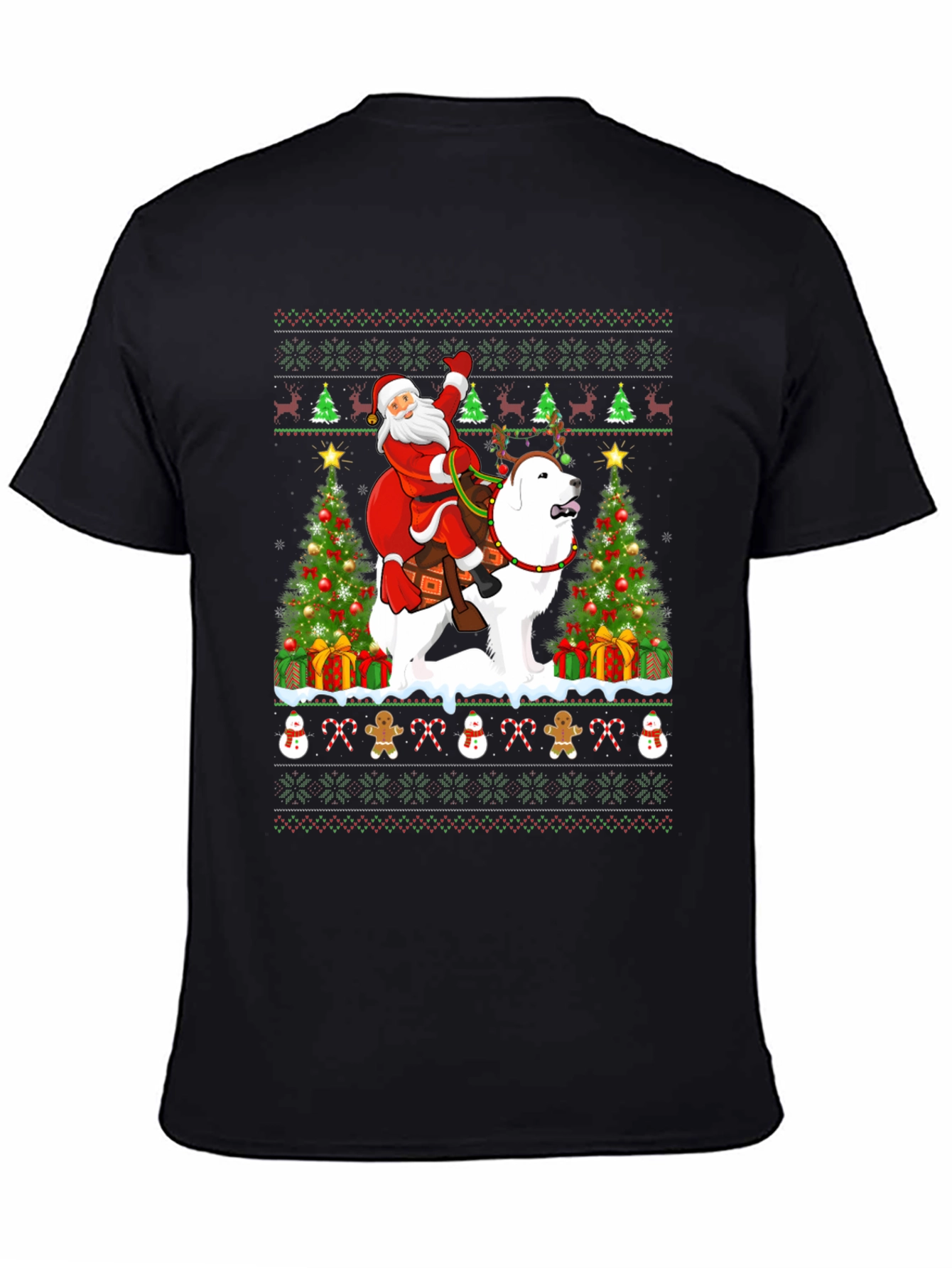 Santa Riding Dog Ugly Christmas T-Shirt